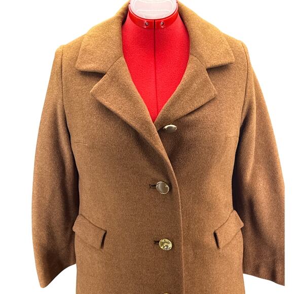 Shagmoor Vintage ILGWU Made Brown Wool Long Trench Coat Jacket Women Medium - Picture 2 of 13